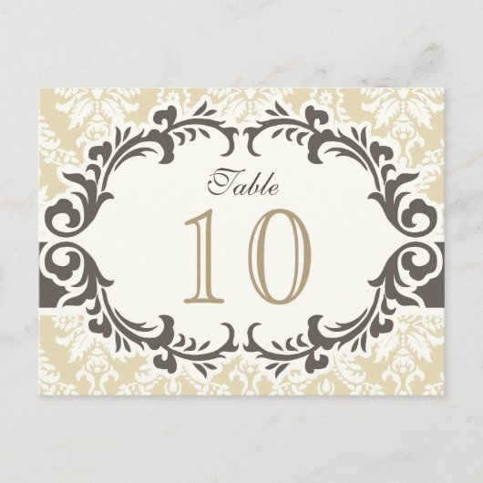 Sahnedamast-Tischnummer-Postkarte Postkarte (Vorderseite)