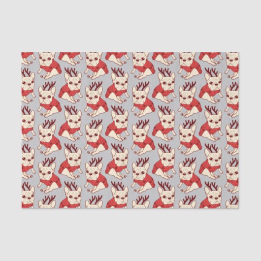 SahneFrenchie in der Weihnachtsstrickjacke Seidenpapier (Vorderseite)