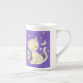 Sahnekitty-Katze mit Blumen-Topf, Mond u. Sternen Porzellantasse (Rechts)