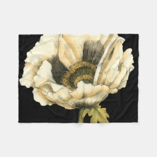 Sahnemohnblumen-Blume auf schwarzem Hintergrund Fleecedecke