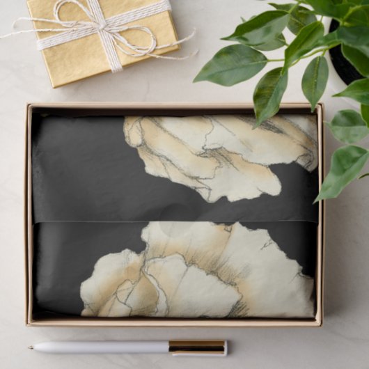 Sahnemohnblumen-Blume auf schwarzem Hintergrund Seidenpapier (Geschenk)