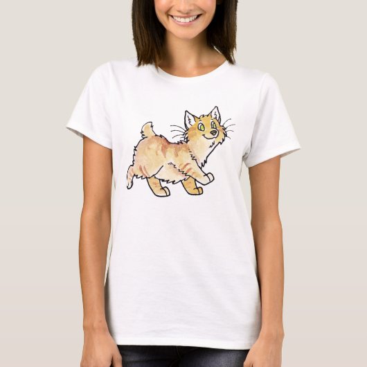 Sahnetabby-Manx Miezekatze T-Shirt (Vorderseite)