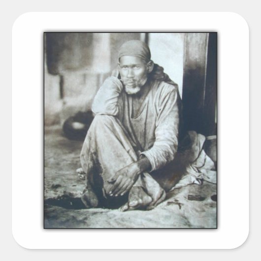 Sai Baba Orignal-Bild Quadratischer Aufkleber (Vorderseite)