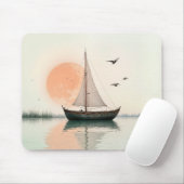 Saiboat Sonnenuntergang mit Möwen Mousepad (Mit Mouse)