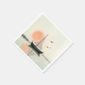 Saiboat Sonnenuntergang mit Möwen Serviette (Ecke)