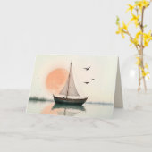 Saiboat Sonnenuntergang mit Seagulas Beileid Karte (Gelbe Blume)