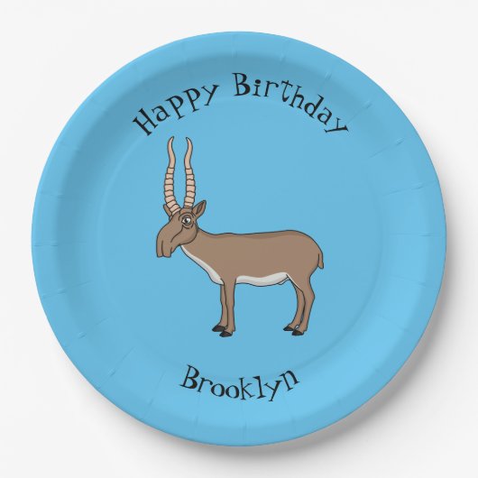 Saiga antelope Cartoon Illustration Pappteller (Vorderseite)