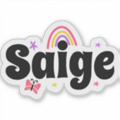 Saige Name süßes Design Aufkleber (Vorderseite)