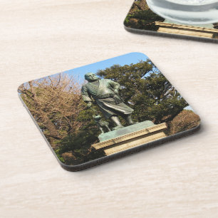 Saigo Takamori (The Last Samurai) & Dog Statue Getränkeuntersetzer