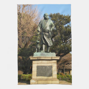 Saigo Takamori (The Last Samurai) & Hunde Statue Geschirrtuch