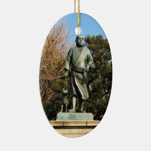 Saigo Takamori (The Last Samurai) & Hunde Statue Keramik Ornament (Rechts)