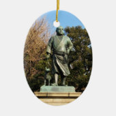 Saigo Takamori (The Last Samurai) & Hunde Statue Keramik Ornament (Vorne)