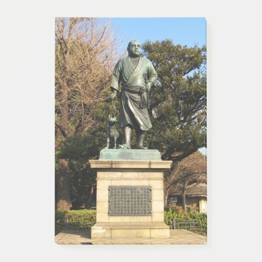 Saigo Takamori (The Last Samurai) & Hunde Statue Post-it Klebezettel (Vorderseite)