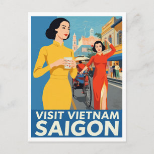 Saigon Vintage Reiseplakat Besuchen Sie Vietnam Postkarte