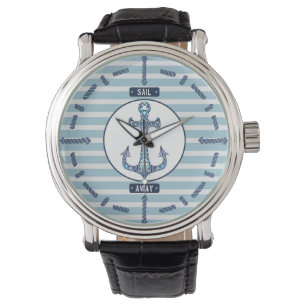 Sail Away Anchor - Nautical Rope Hour Marker Desig Armbanduhr