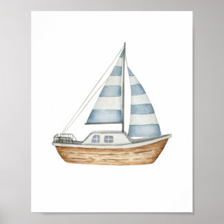 Sail Away Blue Poster