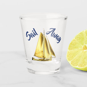 Sail Away Gold Sailboat Nautic Schnapsglas