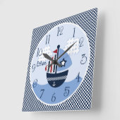 Sail Away/Nautical/Boats Kid's Baby Nursery Clock Quadratische Wanduhr (Winkel)