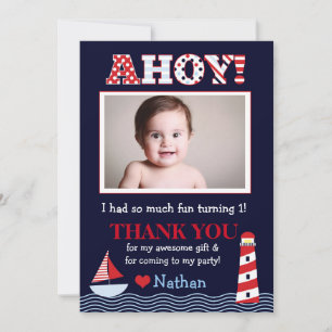 Sail Away Nautical Foto Vielen Dank Dankeskarte