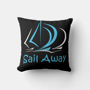 Sail Away Sailing Sailboat Boat Sand Ocean Gul Kissen