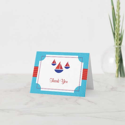 Sail Boat Card Thank You Card or Note Card Dankeskarte (Vorderseite)
