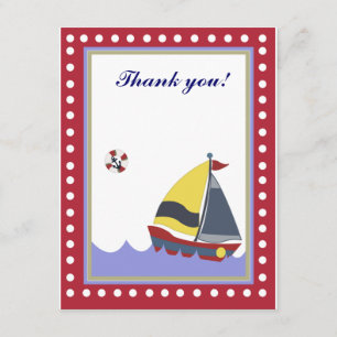 Sail Boat Red border Danke, dass Sie eine Wohnung Dankeskarte