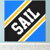 SAIL Bright Blue Orange Black Orange White Stripes Leinwanddruck (Insitu (Holzboden))