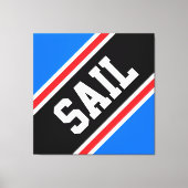 SAIL Bright Blue Red Black White Racing Stripes Leinwanddruck (Vorderseite)