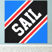 SAIL Bright Blue Red Black White Racing Stripes Leinwanddruck (Insitu (Holzboden))