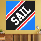 SAIL Bright Blue Red Black White Racing Stripes Leinwanddruck (Insitu (Wohnzimmer))