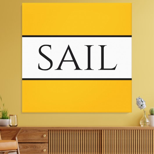 SAIL Bright Golden Yellow White Summer Streifen Leinwanddruck (Insitu (Wohnzimmer))