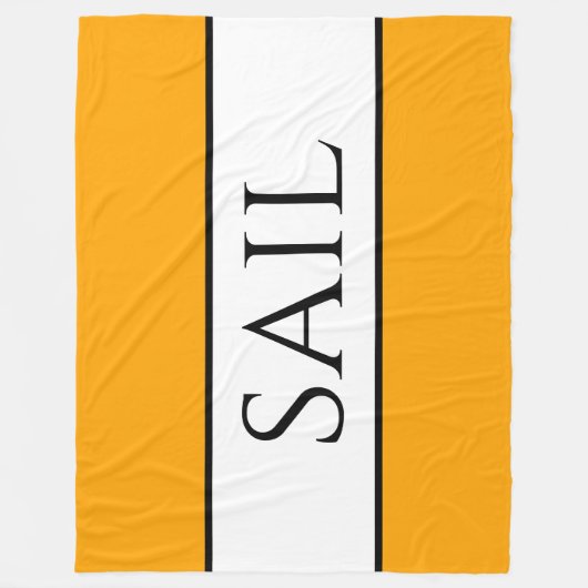 SAIL Bright Nautical Yellow Orange White Stripes Fleecedecke (Vorderseite)