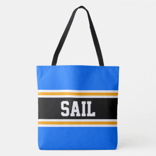 SAIL Fun Athletic Bright Blue Black Yellow Stripes Tasche
