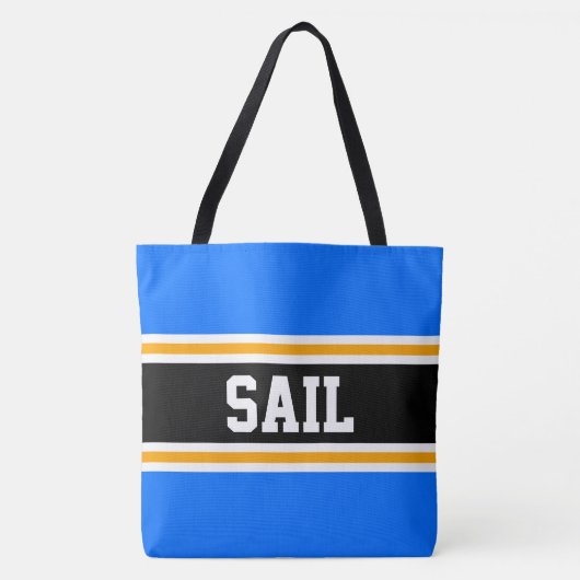 SAIL Fun Athletic Bright Blue Black Yellow Stripes Tasche (Vorderseite)