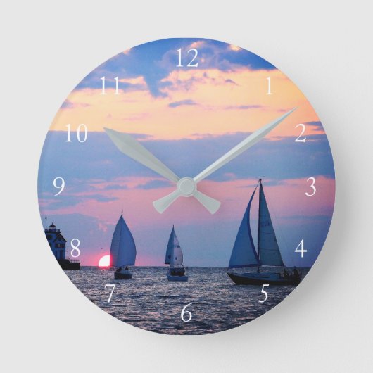 Sail into Sunset Runde Wanduhr (Vorderseite)