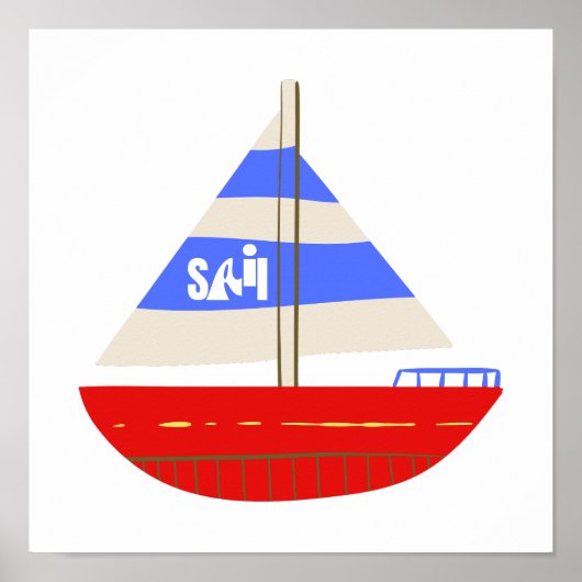 SAIL Nautic Red Blue Sailboat Poster (Vorne)
