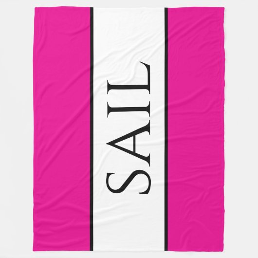 SAIL Sporty Fun Bright Nautical Pink White Stripes Fleecedecke (Vorderseite)