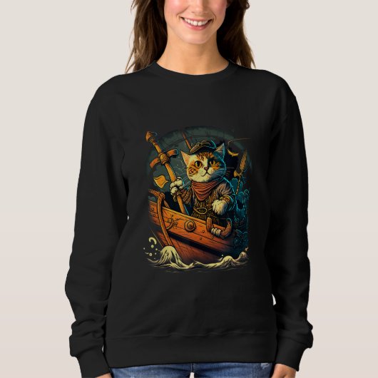 Sail the Seven Seas with Pirate Cat Design for Ani Sweatshirt (Vorderseite)