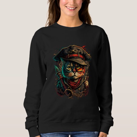 Sail the Seven Seas with Pirate Cat Design for Ani Sweatshirt (Vorderseite)