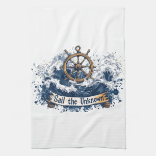 "Sail the Unknown" - Nautisch Inspiriertes Design Geschirrtuch