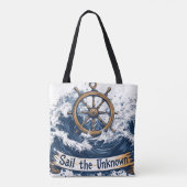 "Sail the Unknown" - Nautisch Inspiriertes Design Tasche (Rückseite)