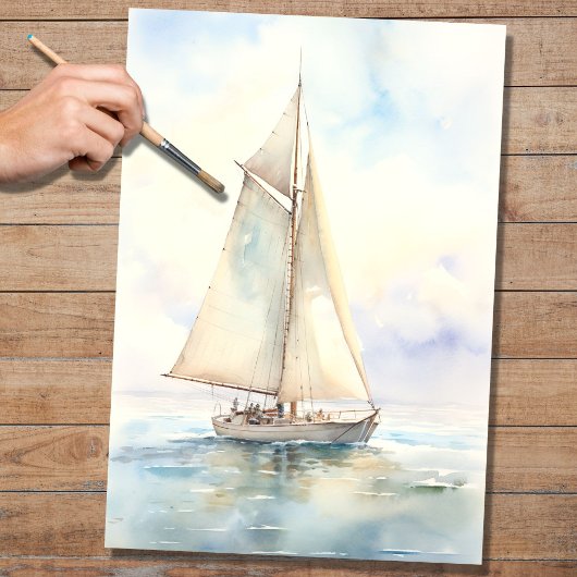 Sailboat 3 Decoupage Seidenpapier