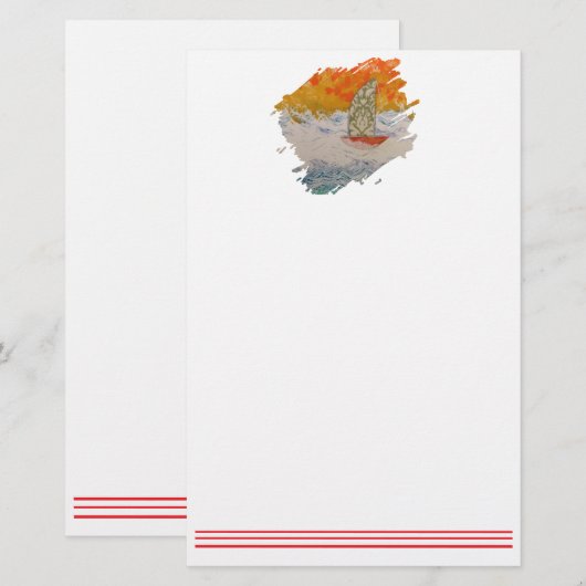 Sailboat-4 Paintstroke Briefpapier (Vorne/Hinten)