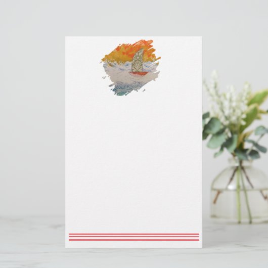 Sailboat-4 Paintstroke Briefpapier (Stehend Vorderseite)