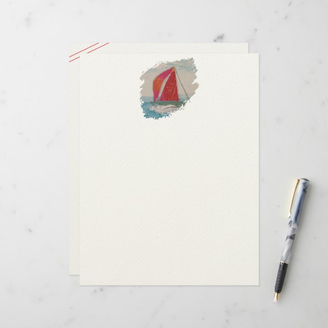 Sailboat-5 Paintstroke Briefbogen (Vorderseite/Rückseite Beispiel)