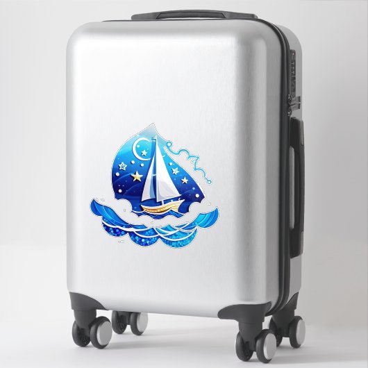 Sailboat Adventure Under Moonlit Sky Aufkleber (Koffer)