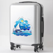 Sailboat Adventure Under Moonlit Sky Aufkleber (Koffer)