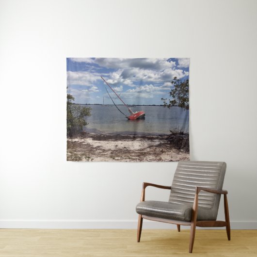 Sailboat Aground Wandteppich (Beispiel (Horizontal))