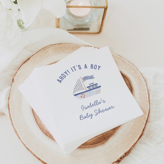 Sailboat Ahoy! Es ist eine Baby-Dusche Serviette