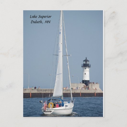 Sailboat Ahoy, Lake Superior Duluth, MN Postkarte (Vorderseite)